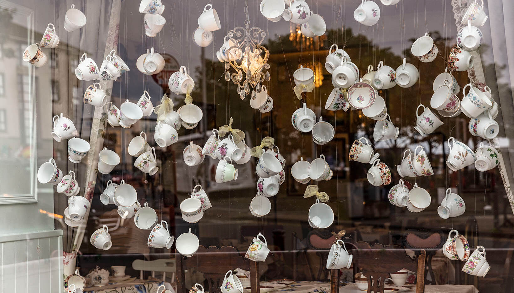 cups hanging in the window
